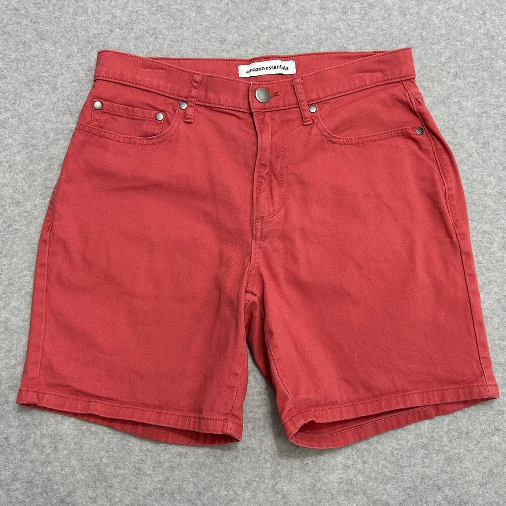 Amazon Essentials Chino Shorts SZ 29 Peach Mid Rise Straight Fit Stretch Zip Fly